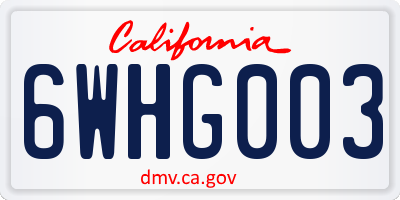CA license plate 6WHG003
