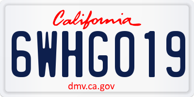 CA license plate 6WHG019