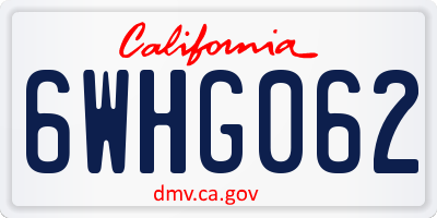 CA license plate 6WHG062