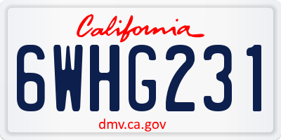 CA license plate 6WHG231
