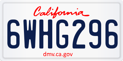 CA license plate 6WHG296