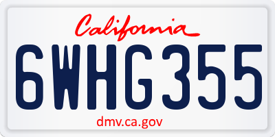 CA license plate 6WHG355