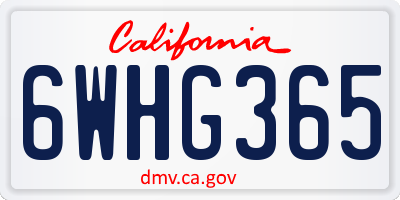 CA license plate 6WHG365