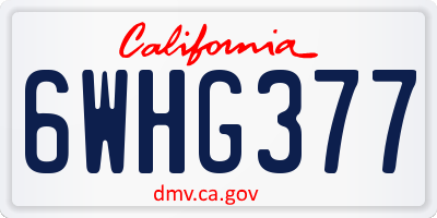 CA license plate 6WHG377