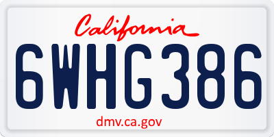 CA license plate 6WHG386