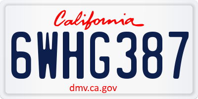 CA license plate 6WHG387