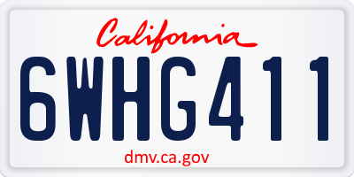 CA license plate 6WHG411