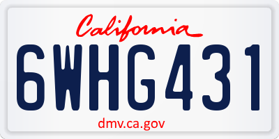 CA license plate 6WHG431