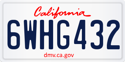 CA license plate 6WHG432
