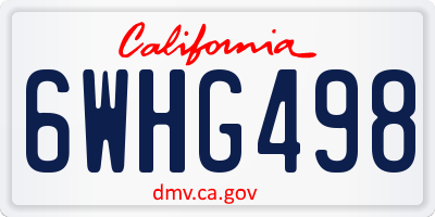 CA license plate 6WHG498