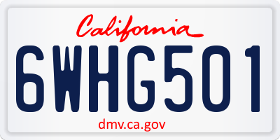 CA license plate 6WHG501