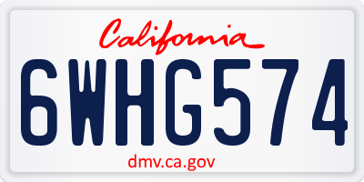 CA license plate 6WHG574