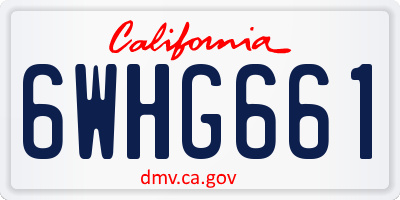 CA license plate 6WHG661