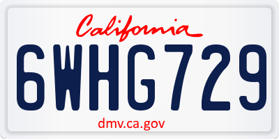 CA license plate 6WHG729