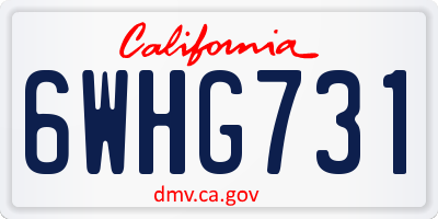 CA license plate 6WHG731
