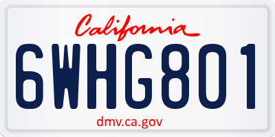 CA license plate 6WHG801