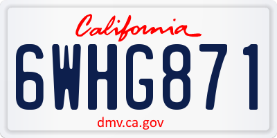 CA license plate 6WHG871