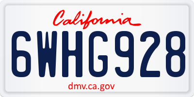 CA license plate 6WHG928