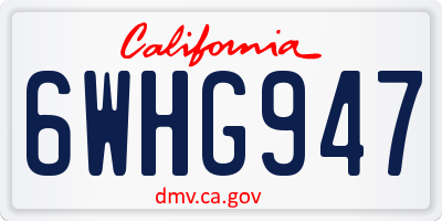CA license plate 6WHG947