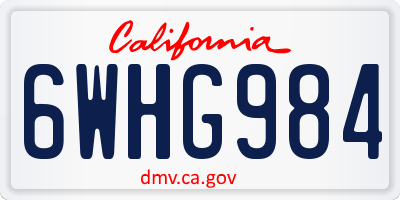 CA license plate 6WHG984