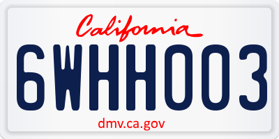 CA license plate 6WHH003