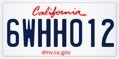 CA license plate 6WHH012