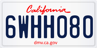 CA license plate 6WHH080