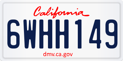CA license plate 6WHH149