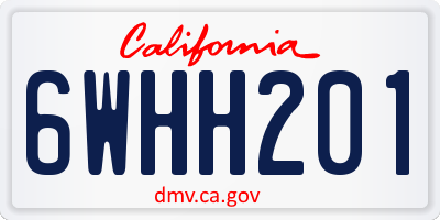 CA license plate 6WHH201