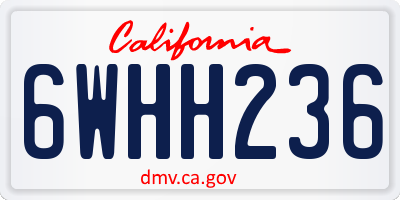CA license plate 6WHH236