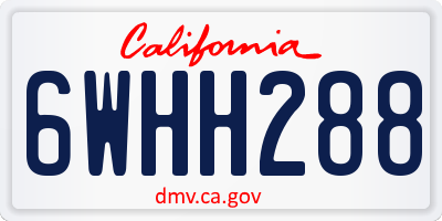 CA license plate 6WHH288