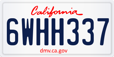 CA license plate 6WHH337