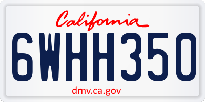 CA license plate 6WHH350