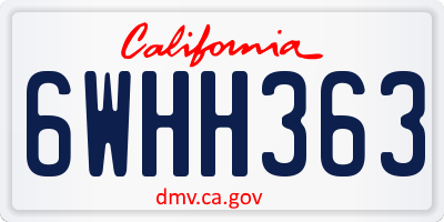 CA license plate 6WHH363