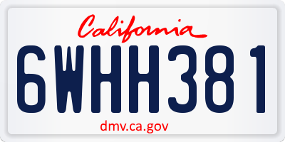 CA license plate 6WHH381