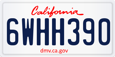 CA license plate 6WHH390
