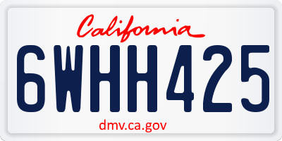 CA license plate 6WHH425