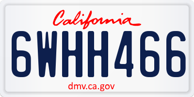 CA license plate 6WHH466