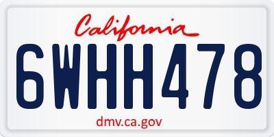 CA license plate 6WHH478
