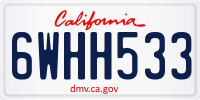 CA license plate 6WHH533