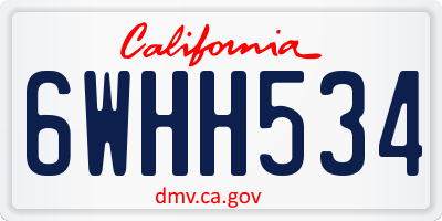 CA license plate 6WHH534