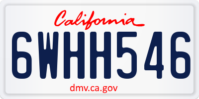 CA license plate 6WHH546