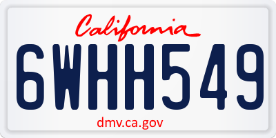 CA license plate 6WHH549