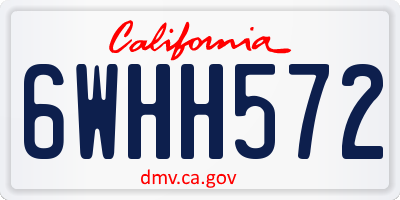 CA license plate 6WHH572