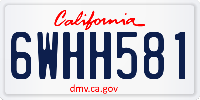 CA license plate 6WHH581