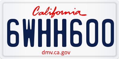 CA license plate 6WHH600