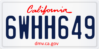 CA license plate 6WHH649