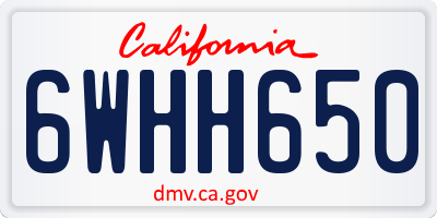 CA license plate 6WHH650