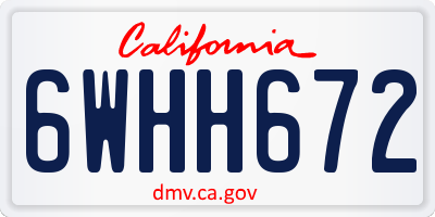 CA license plate 6WHH672