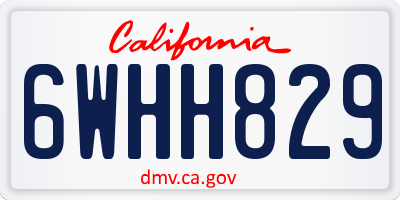 CA license plate 6WHH829
